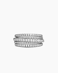 Pavé Crossover Ring 18K White Gold with Diamonds, 11mm