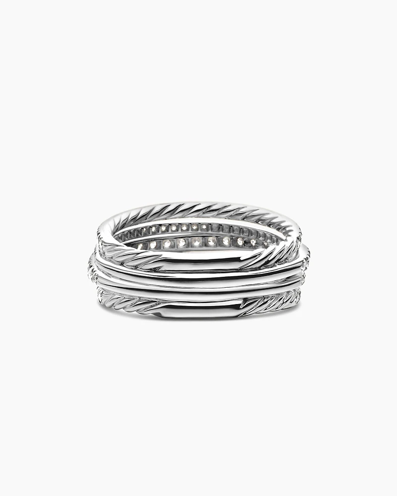 Pavé Crossover Ring 18K White Gold with Diamonds, 11mm