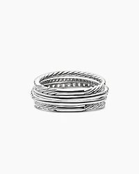 Pavé Crossover Ring 18K White Gold with Diamonds, 11mm
