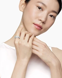 Pavé Crossover Ring 18K White Gold with Diamonds, 11mm