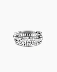Pavé Crossover Ring 18K White Gold with Diamonds, 11mm