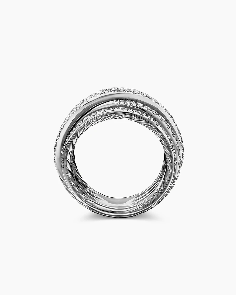 Pavé Crossover Ring in 18K White Gold with Diamonds, 16mm