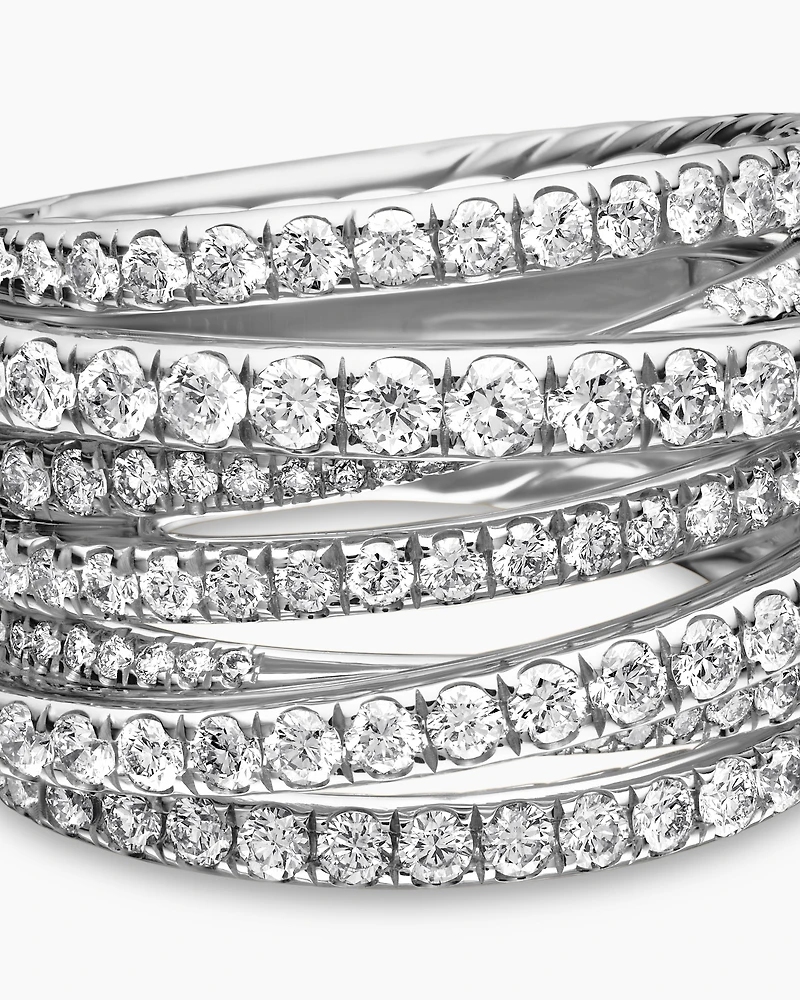 Pavé Crossover Ring in 18K White Gold with Diamonds, 16mm