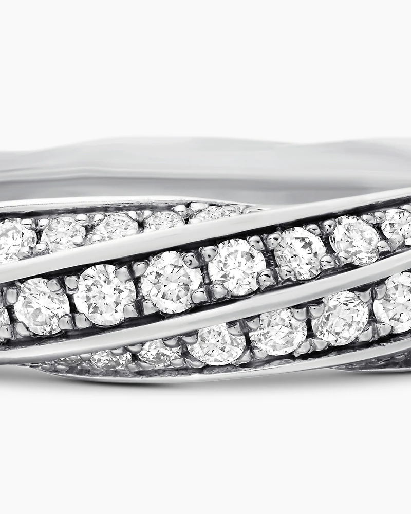 Cable Edge® Band Ring in Sterling Silver with Diamonds, 5mm