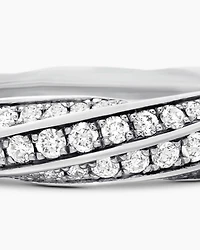 Cable Edge® Band Ring in Sterling Silver with Diamonds, 5mm