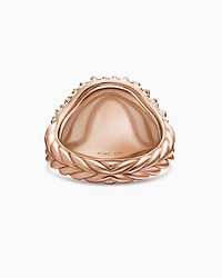 Reverse Set Pavé Signet Ring in 18K Rose Gold with Cognac Diamonds, 17.5mm