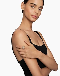 Reverse Set Pavé Signet Ring in 18K Rose Gold with Cognac Diamonds, 17.5mm