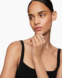 Reverse Set Pavé Signet Ring in 18K Rose Gold with Cognac Diamonds, 17.5mm