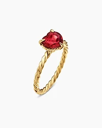 Chatelaine® Heart Ring 18K Yellow Gold with Garnet, 7mm