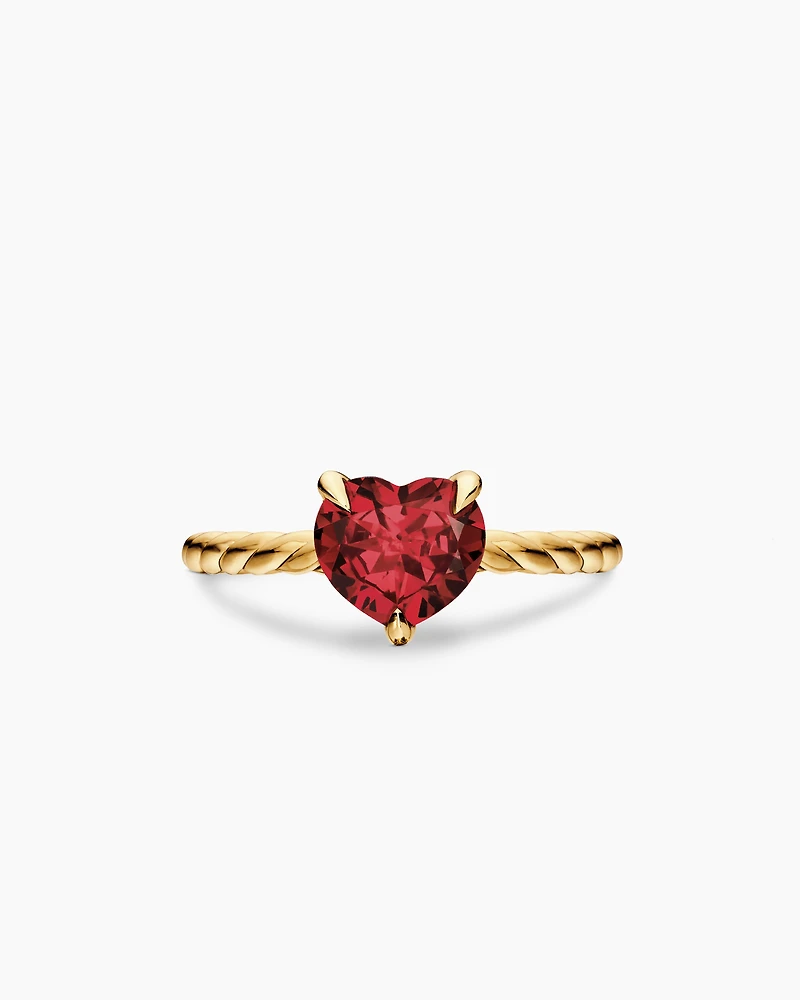 Chatelaine® Heart Ring 18K Yellow Gold with Garnet, 7mm