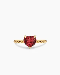 Chatelaine® Heart Ring 18K Yellow Gold with Garnet, 7mm