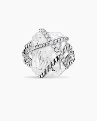 Cable Wrap Ring Sterling Silver with Crystal and Diamonds, 20.4mm