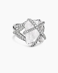 Cable Wrap Ring Sterling Silver with Crystal and Diamonds, 20.4mm