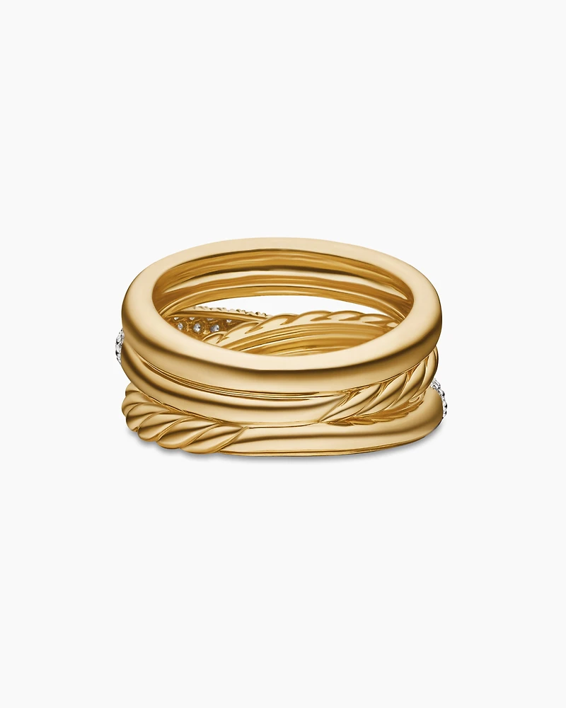 Pavé Crossover Five Row Ring 18K Yellow Gold with Diamonds, 17.7mm