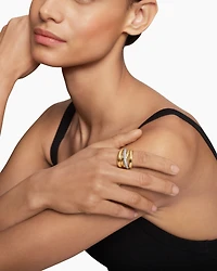 Pavé Crossover Five Row Ring 18K Yellow Gold with Diamonds, 17.7mm