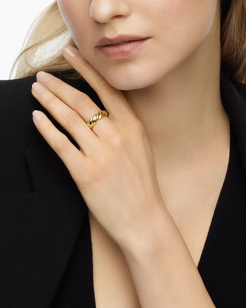 Sculpted Cable Band Ring in 18K Yellow Gold