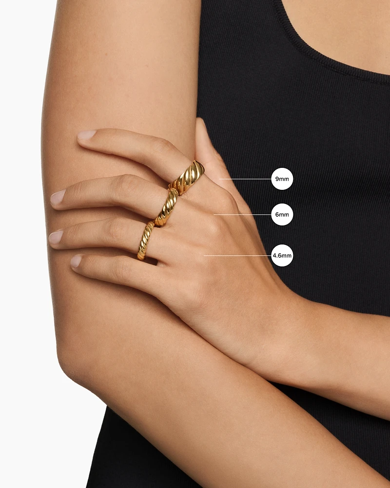 Sculpted Cable Band Ring in 18K Yellow Gold