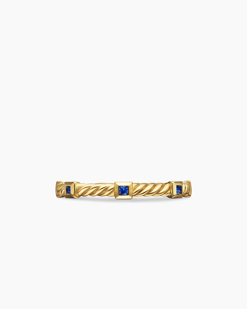 Cable Collectibles® Stack Ring 18K Yellow Gold with Blue Sapphires, 2mm