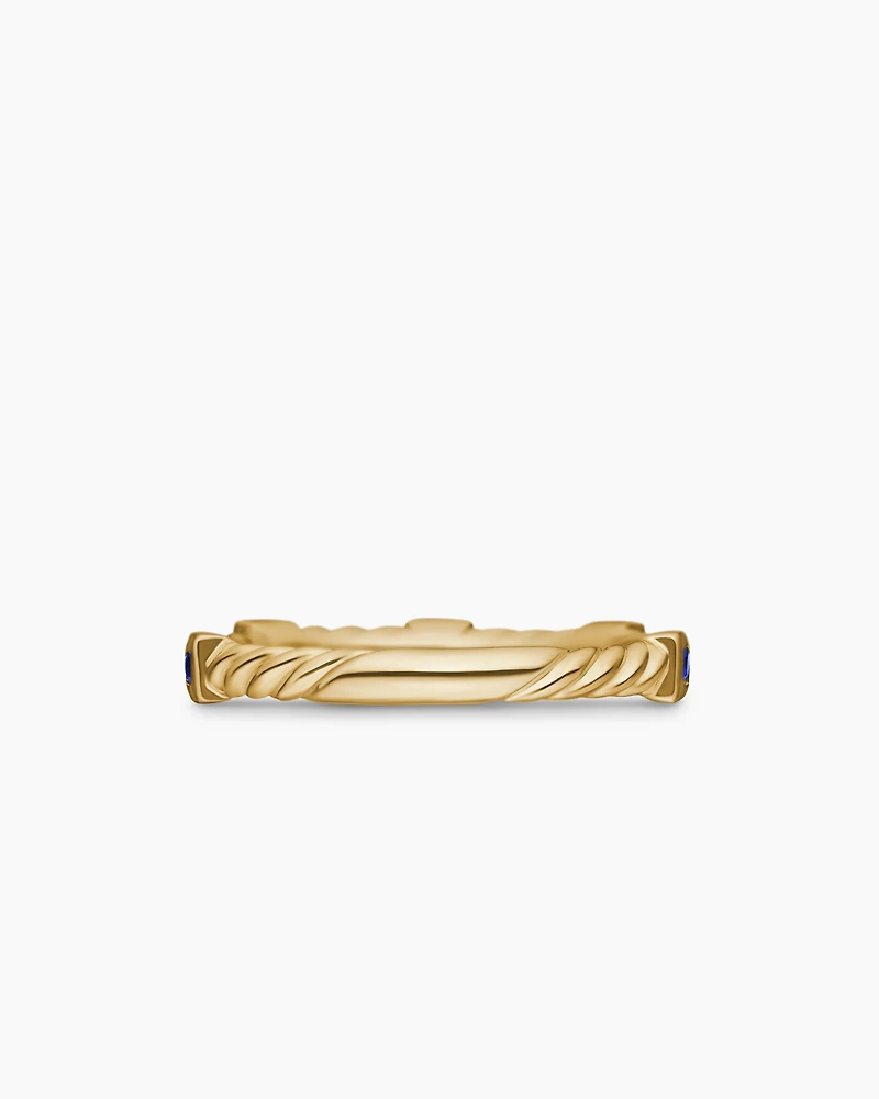 Cable Collectibles® Stack Ring 18K Yellow Gold with Blue Sapphires, 2mm