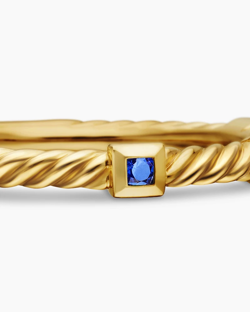 Cable Collectibles® Stack Ring 18K Yellow Gold with Blue Sapphires, 2mm