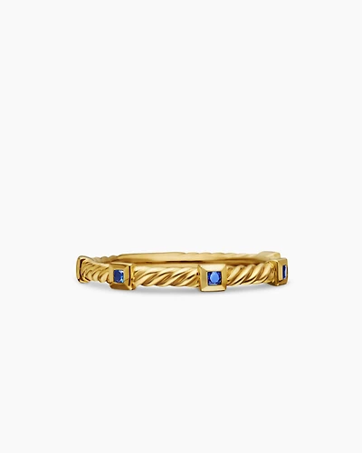 Cable Collectibles® Stack Ring 18K Yellow Gold with Blue Sapphires, 2mm