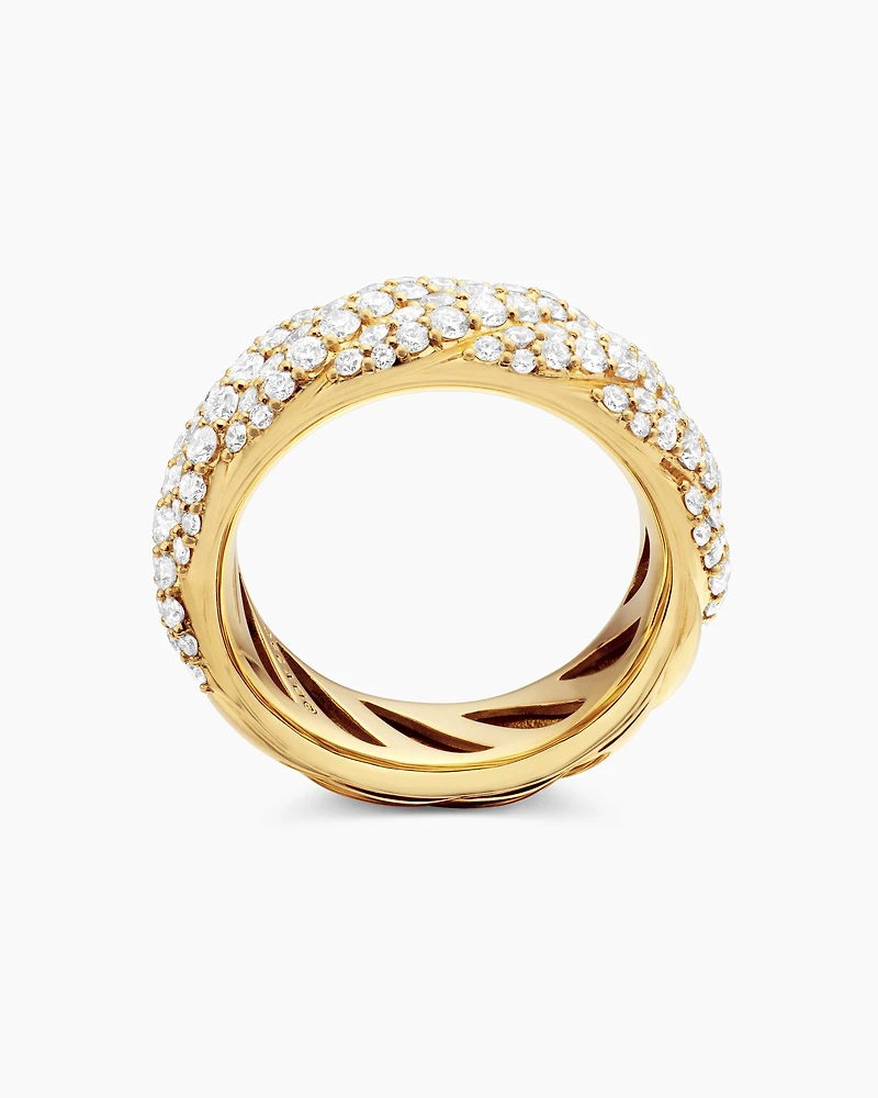 Sculpted Cable Band Ring 18K Yellow Gold with Diamonds
