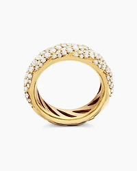 Sculpted Cable Band Ring 18K Yellow Gold with Diamonds