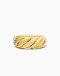 Sculpted Cable Band Ring 18K Yellow Gold with Diamonds