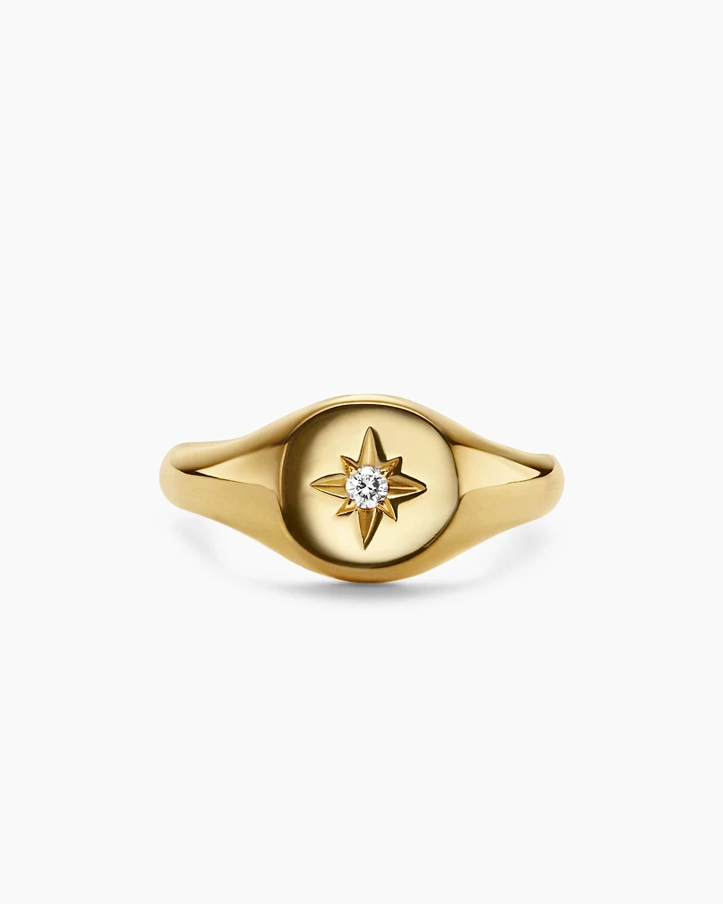 Cable Collectibles® Starset Pinky Ring in 18K Yellow Gold with Centre Diamond, 7mm