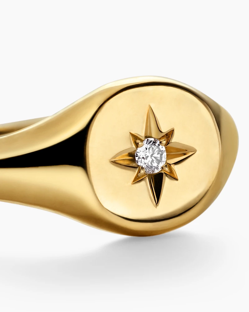 Cable Collectibles® Starset Pinky Ring in 18K Yellow Gold with Centre Diamond, 7mm