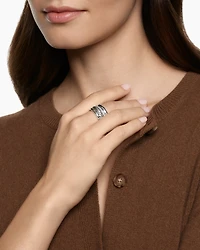 DY Mercer® Four Row Ring Sterling Silver with Diamonds, 13.8mm