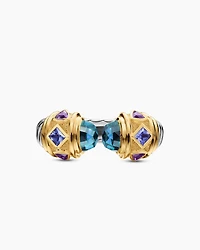 Renaissance® Color Ring Sterling Silver with 14K Yellow Gold, Hampton Blue Topaz, Iolite and Amethyst, 9.9mm