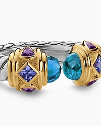Renaissance® Color Ring Sterling Silver with 14K Yellow Gold, Hampton Blue Topaz, Iolite and Amethyst, 9.9mm