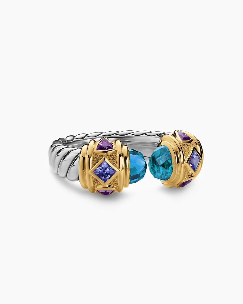 Renaissance® Color Ring Sterling Silver with 14K Yellow Gold, Hampton Blue Topaz, Iolite and Amethyst, 9.9mm