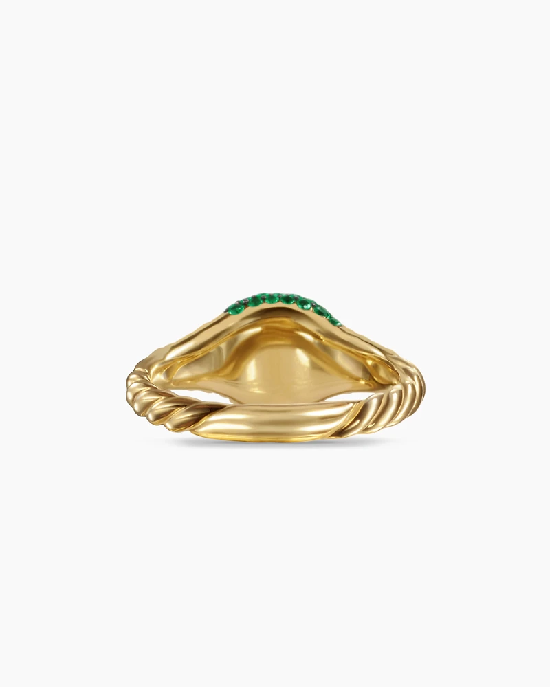 Petite Pavé Pinky Ring 18K Yellow Gold with Emeralds, 7mm