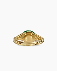 Petite Pavé Pinky Ring 18K Yellow Gold with Emeralds, 7mm
