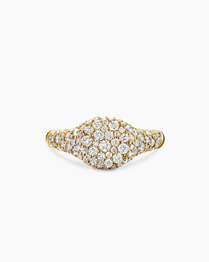Petite Pavé Pinky Ring 18K Yellow Gold with Diamonds, 7mm