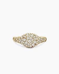Petite Pavé Pinky Ring 18K Yellow Gold with Diamonds, 7mm