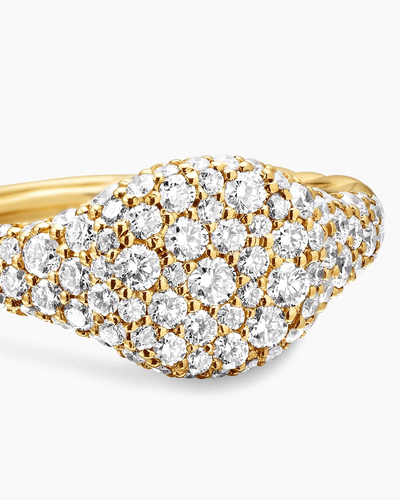 Petite Pavé Pinky Ring 18K Yellow Gold with Diamonds, 7mm