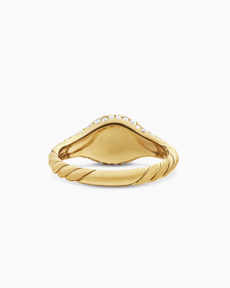 Petite Pavé Pinky Ring 18K Yellow Gold with Diamonds, 7mm