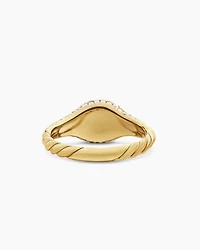 Petite Pavé Pinky Ring 18K Yellow Gold with Diamonds, 7mm