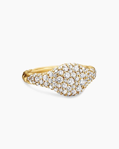 Petite Pavé Pinky Ring 18K Yellow Gold with Diamonds, 7mm