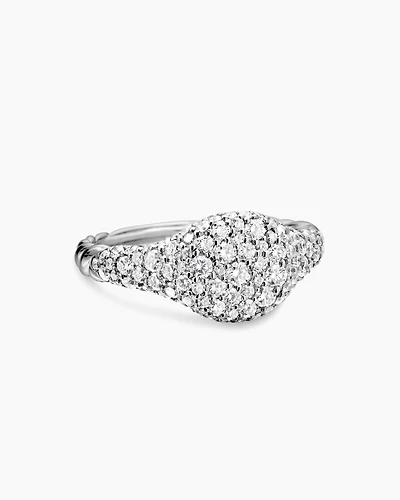 Petite Pavé Pinky Ring 18K White Gold with Diamonds, 7mm