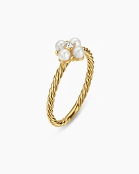 Petite Modern Renaissance Pearl Ring 18K Yellow Gold with Diamond, 7.9mm