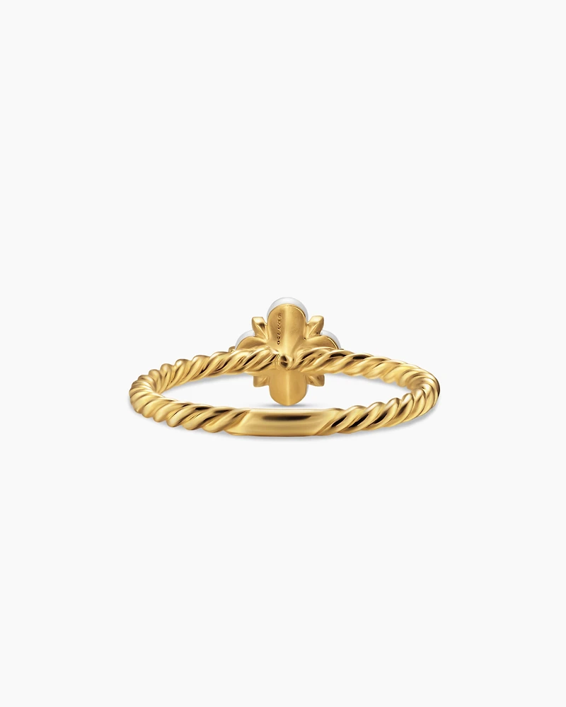Petite Modern Renaissance Pearl Ring 18K Yellow Gold with Diamond, 7.9mm