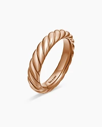 Sculpted Cable Band Ring 18K Rose Gold, 4.6mm