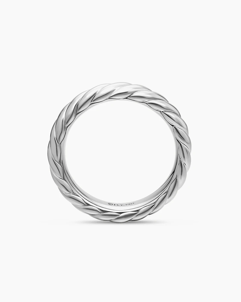 Sculpted Cable Band Ring in 18K White Gold, 4.6mm