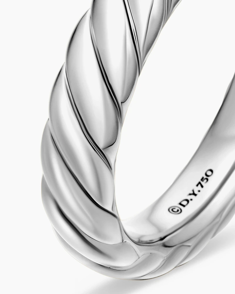 Sculpted Cable Band Ring in 18K White Gold, 4.6mm