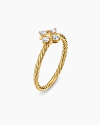 Petite Modern Renaissance Pyramid Ring 18K Yellow Gold with Diamonds, 6.2mm
