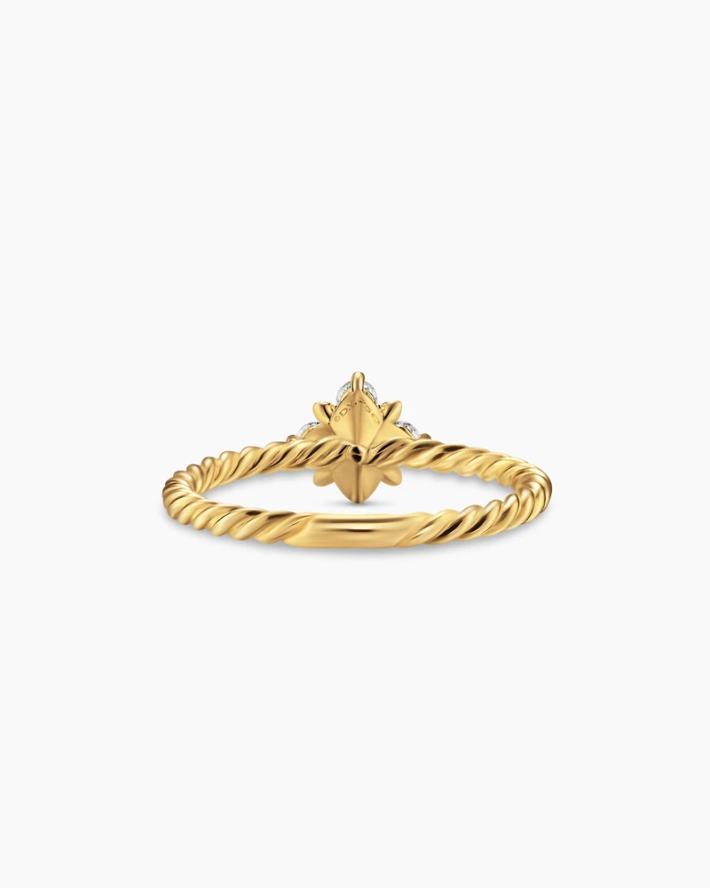 Petite Modern Renaissance Pyramid Ring 18K Yellow Gold with Diamonds, 6.2mm